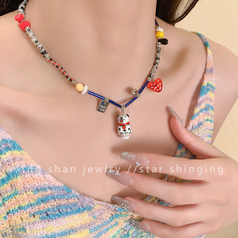 Wholesale Design All-match Contrast Color Commuter Dalmatian Colorful Beaded Necklaces
